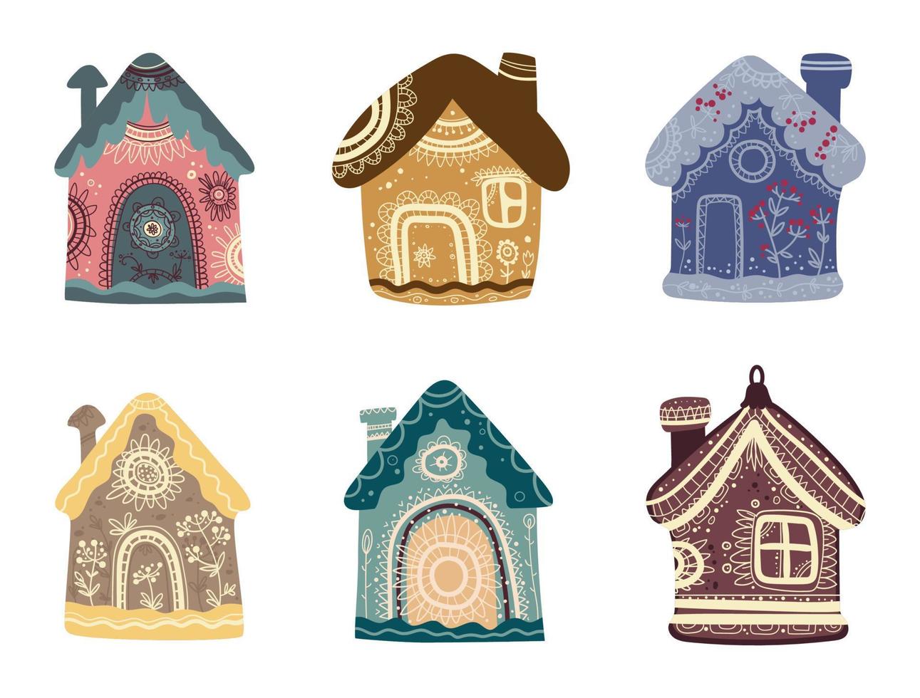 Set of Patterned Houses vector