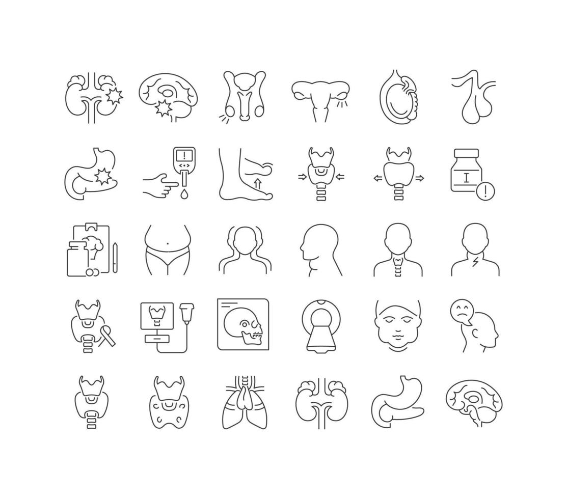Set of linear icons of Endocrinology vector