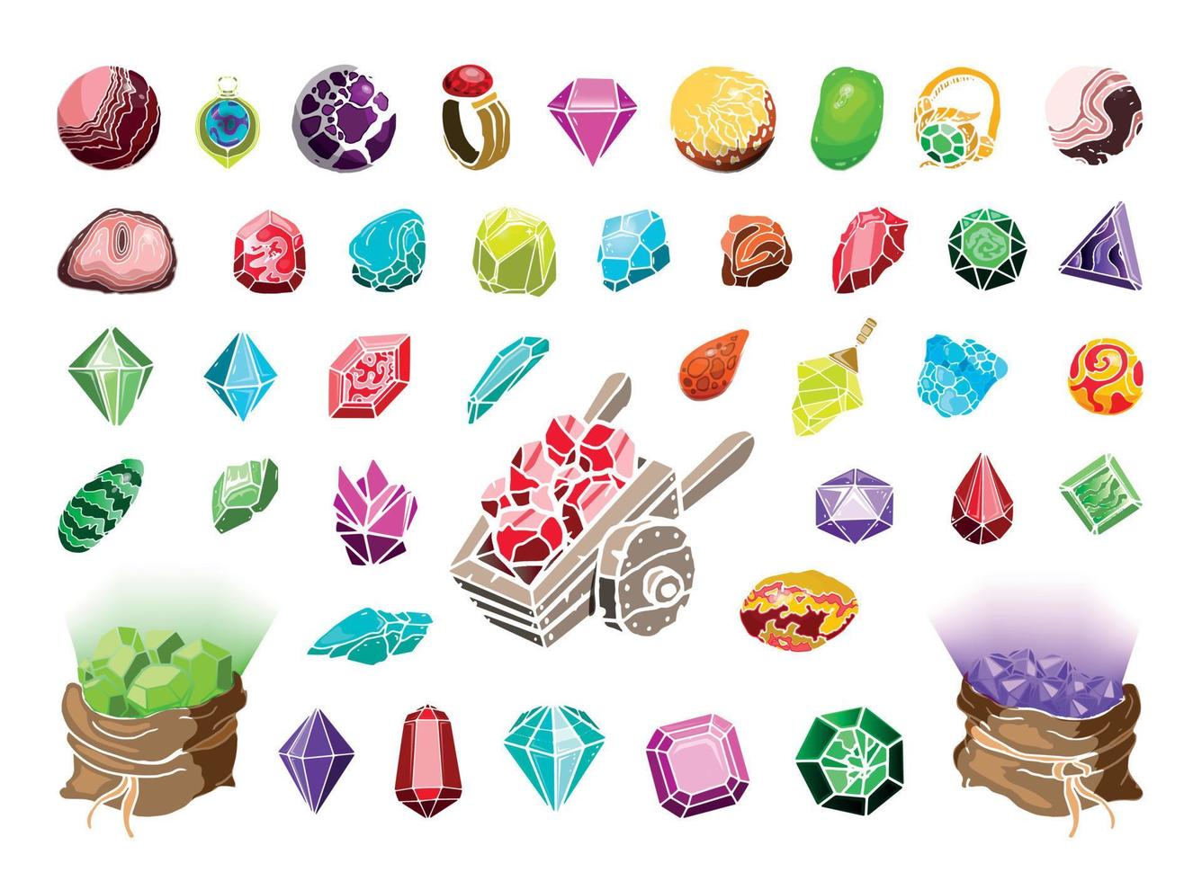 colección de piedras preciosas de fantasía vector