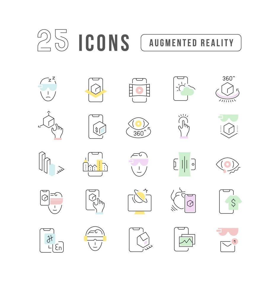 Set of linear icons of Augmented Reality vector