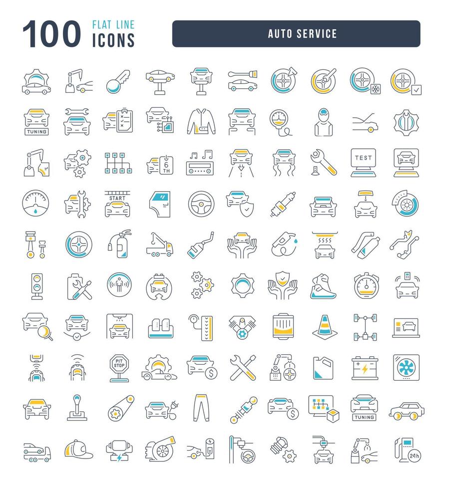 Set of linear icons of Auto Service vector