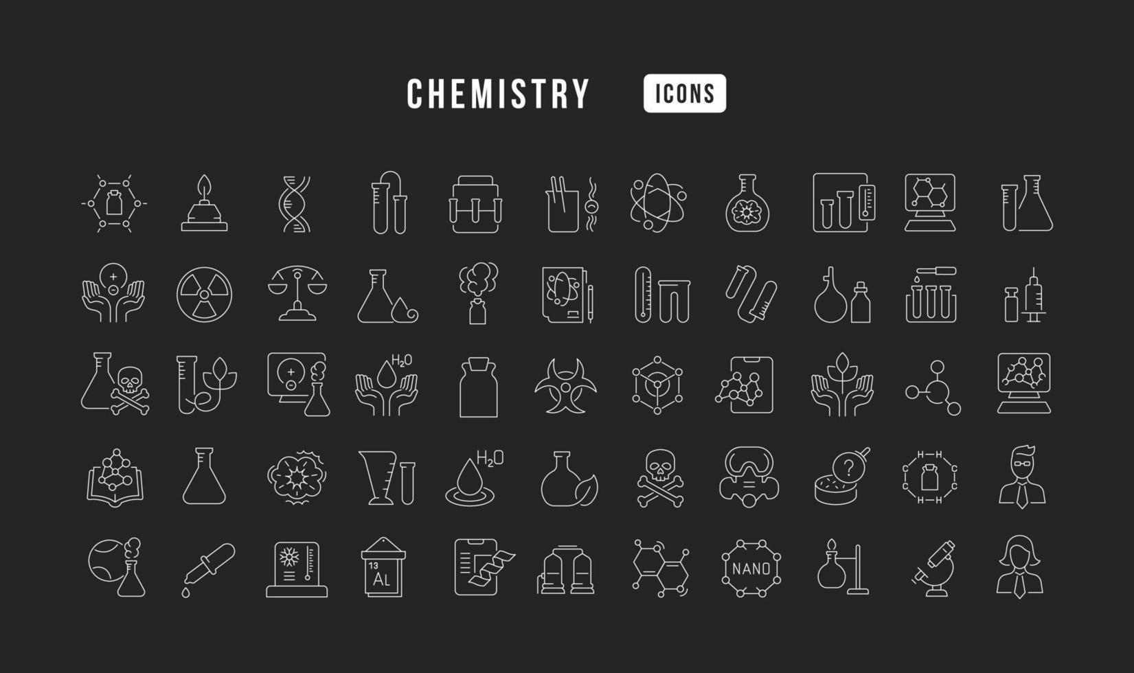 Set of linear icons of Chemistry vector