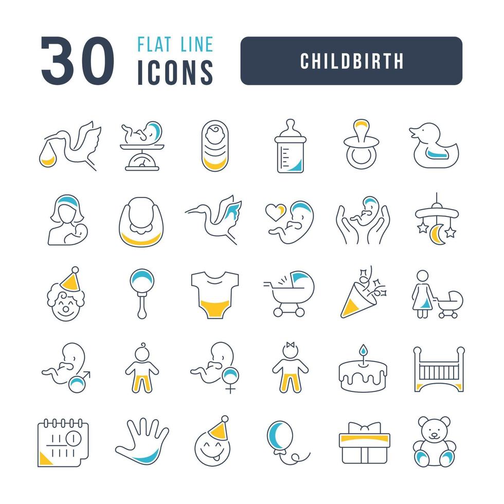 Vector Line Icons of Childbirth