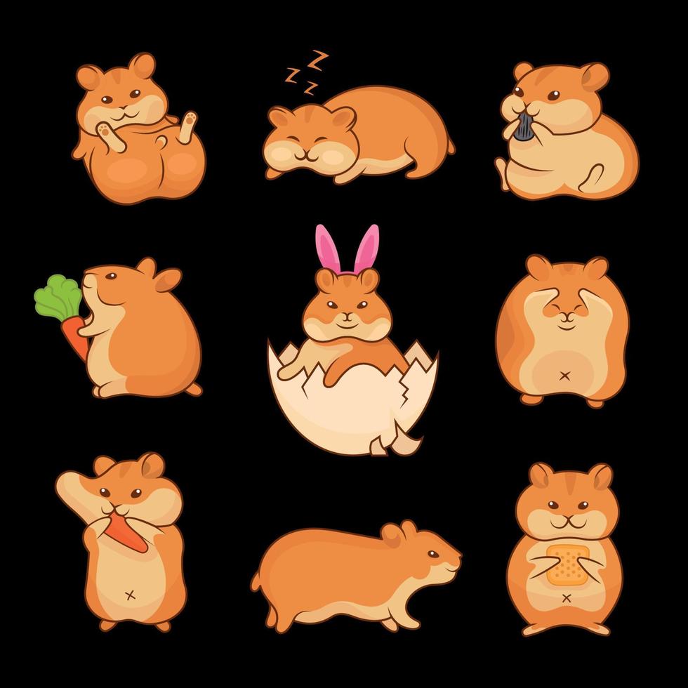 Illustrations of Golden Hamsters vector