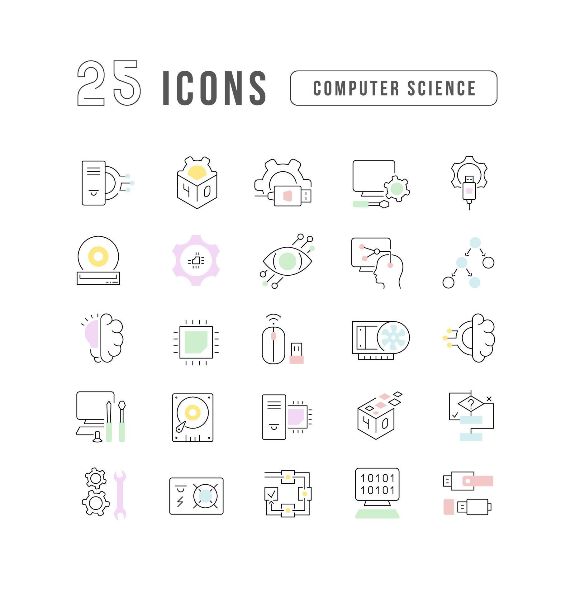 Set of linear icons of Computer Science 9566886 Vector Art at Vecteezy