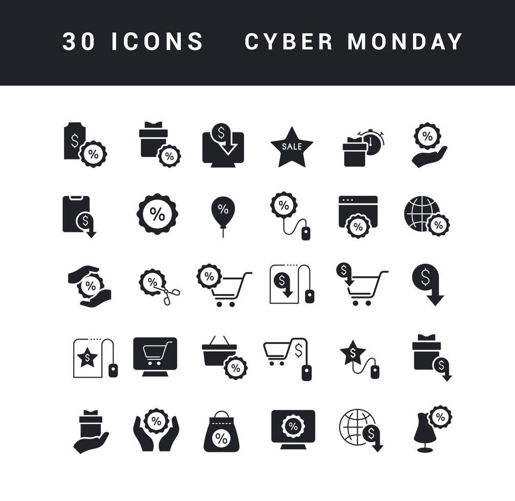 Vector Simple Icons of Cyber Monday
