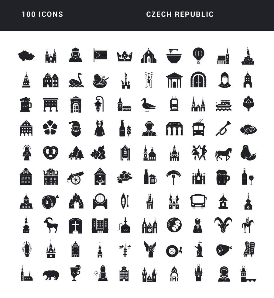 Set of simple icons of Czech Republic vector