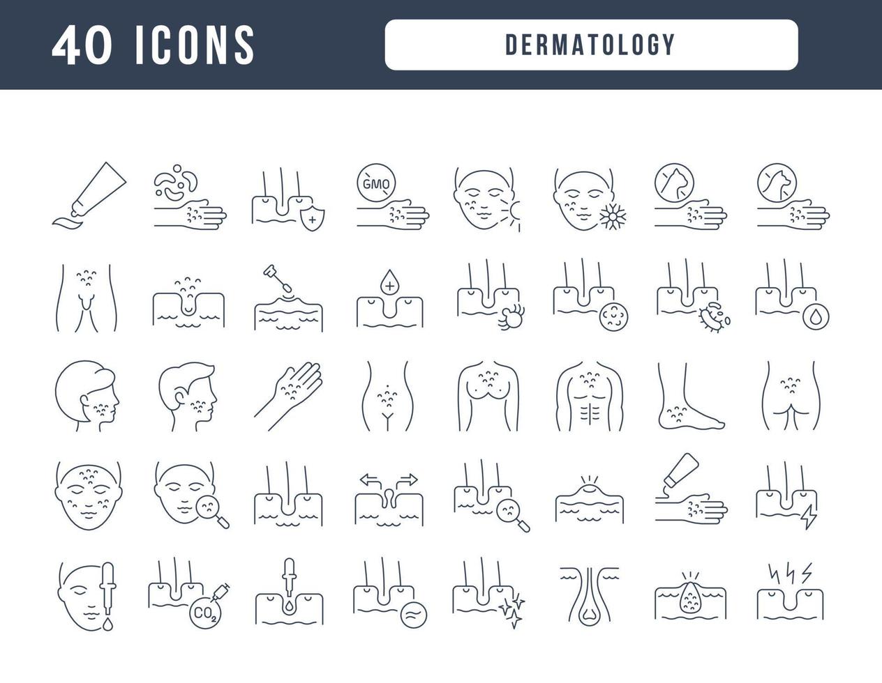 Set of linear icons of Dermatology vector