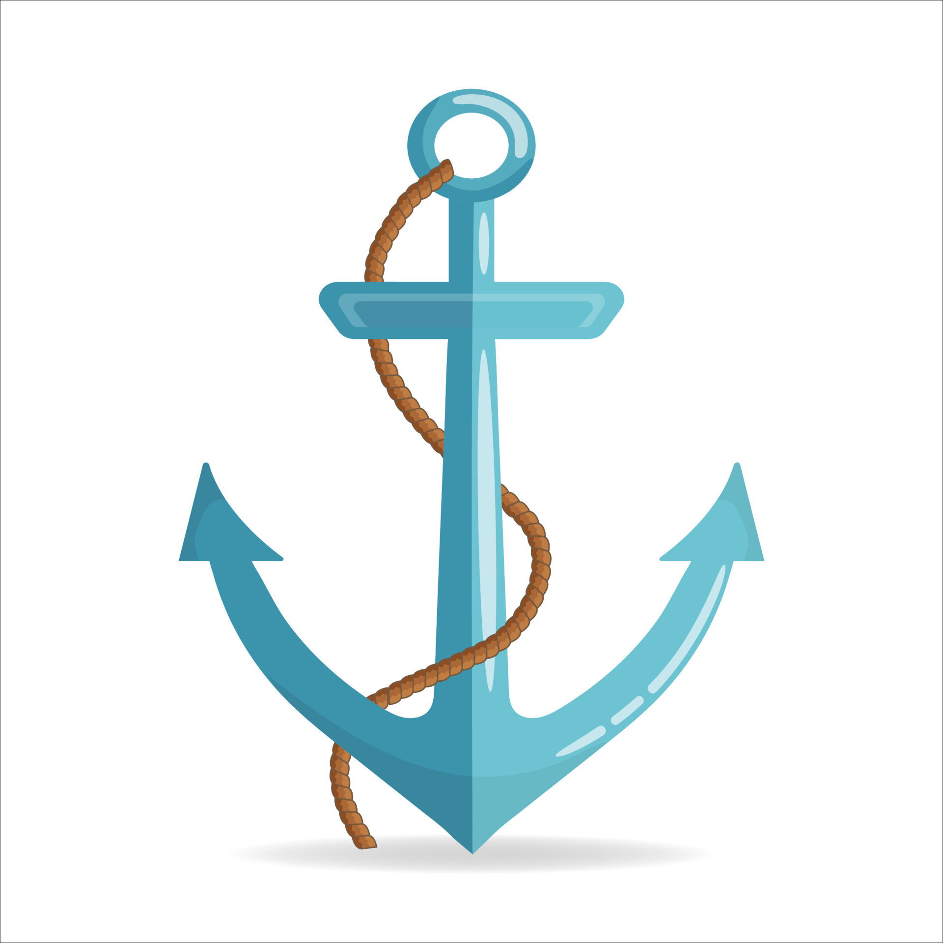 Nautical anchor with a rope. Icon isolated on white background. Flat  design. Vector illustration. 9566900 Vector Art at Vecteezy