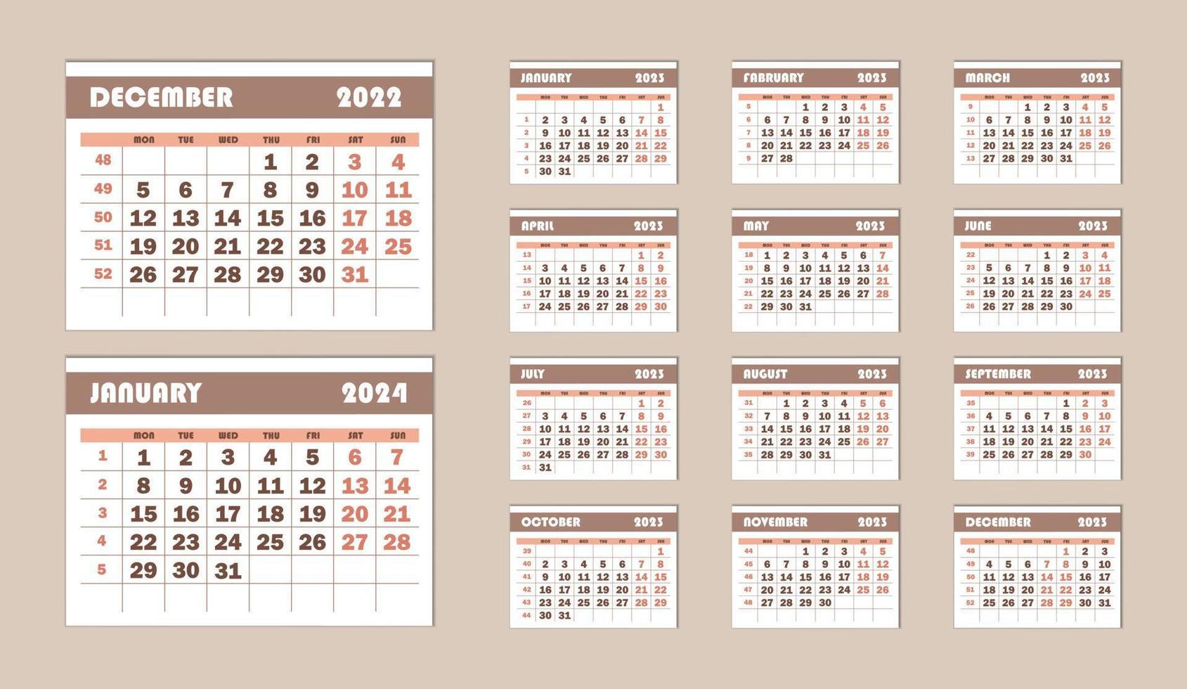 Plantilla de calendario de pared para el a o 2023 calendario de
