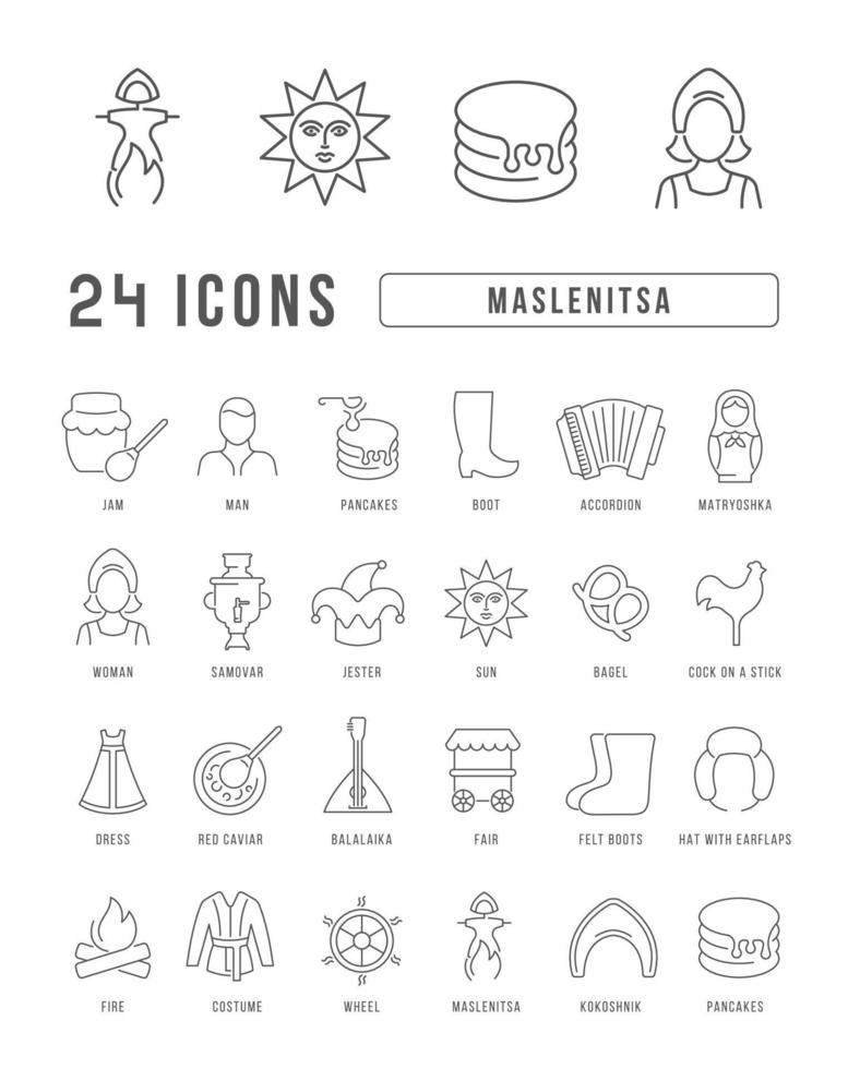 Vector Line Icons of Maslenitsa