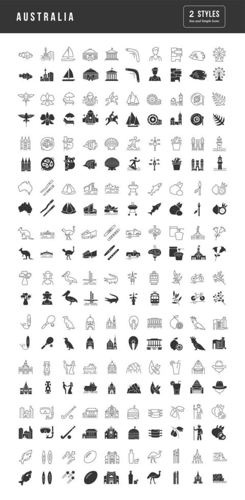 Set of simple icons of Australia vector