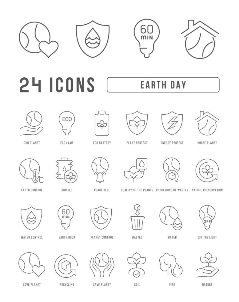 Vector Line Icons of Earth Day