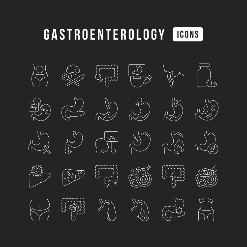 conjunto de iconos lineales de gastroenterología vector