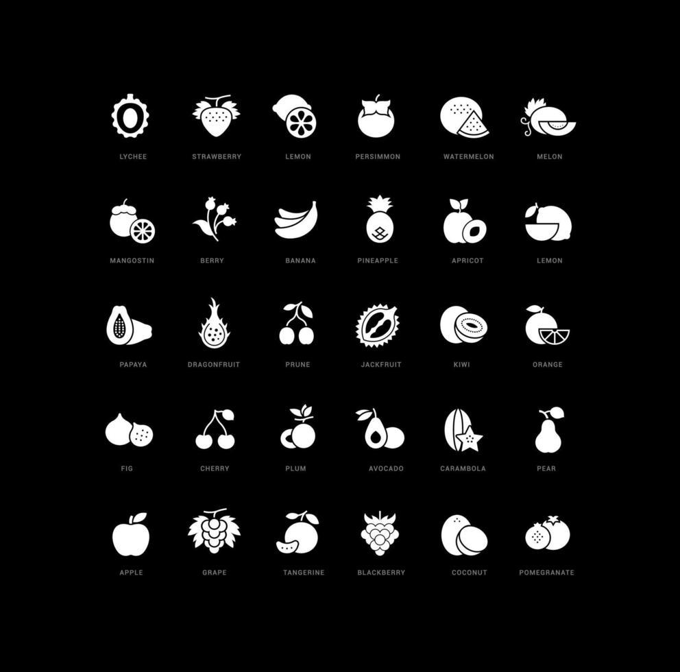 conjunto de iconos simples de frutas vector