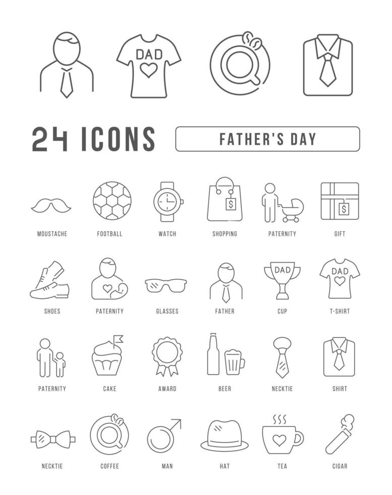 conjunto de iconos lineales del día del padre vector