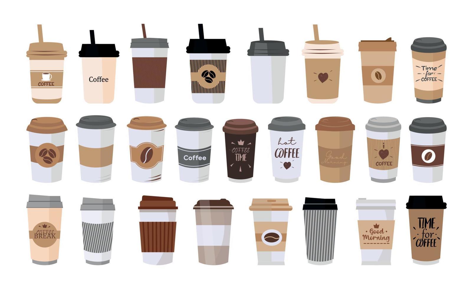 Set of Disposable Coffee Cups vector