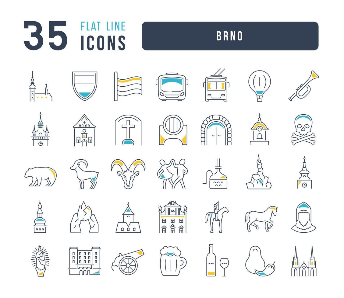 conjunto de iconos lineales de brno vector