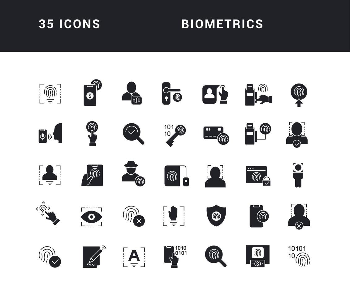 conjunto de iconos simples de biometría vector