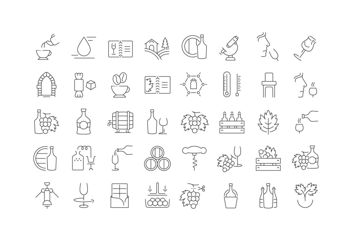 Set of linear icons of Cognac vector