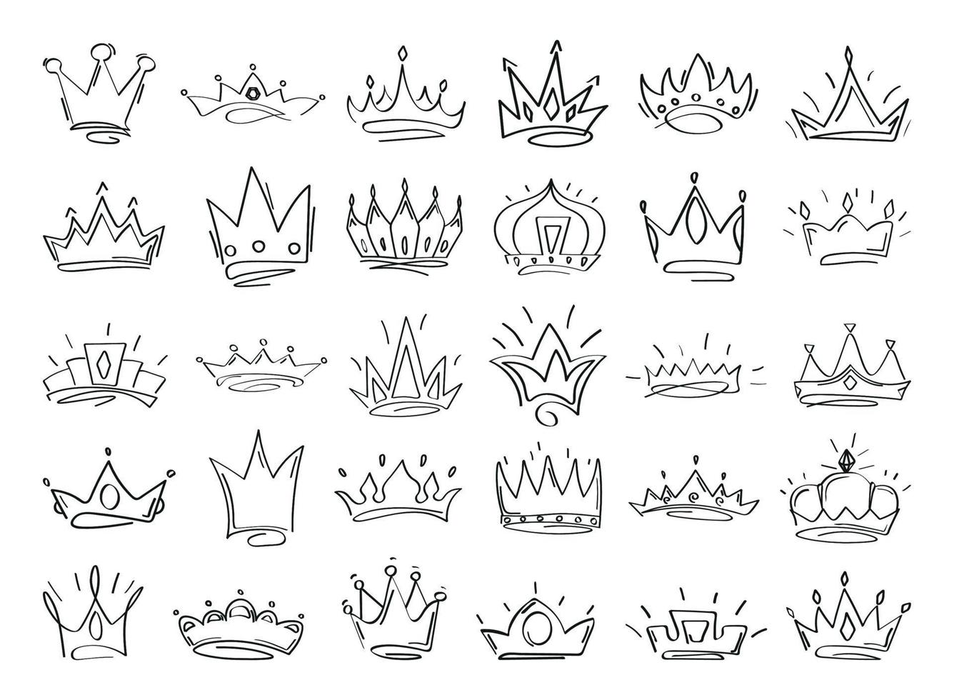 Collection of Crown Sketches vector