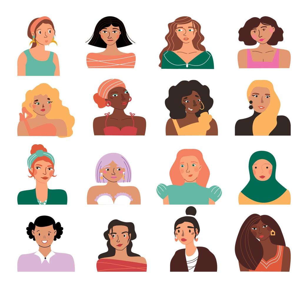 Collection of Female Avatars vector