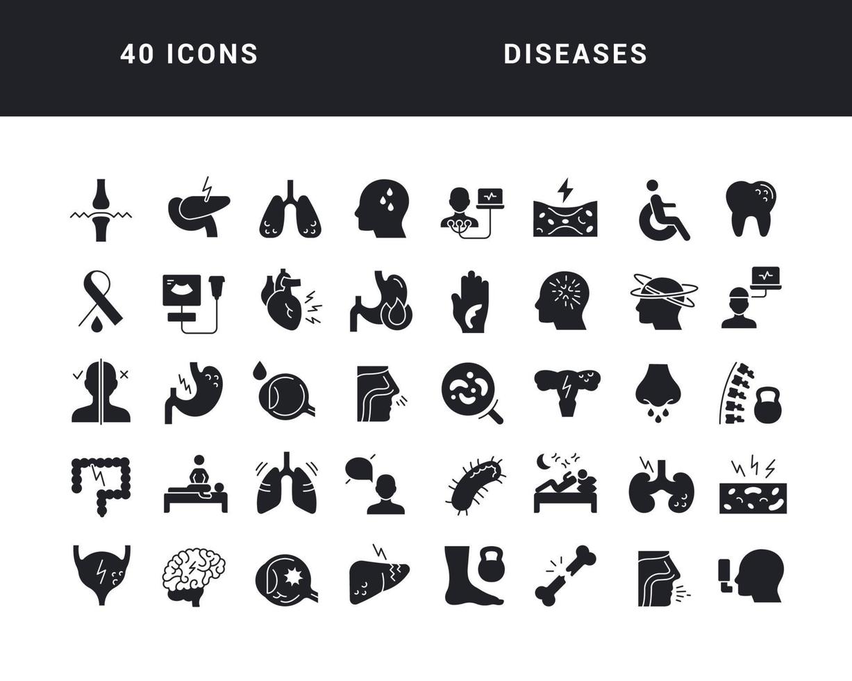 Set of simple icons of Diseases vector