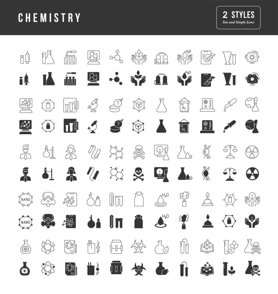 Set of simple icons of Chemistry vector
