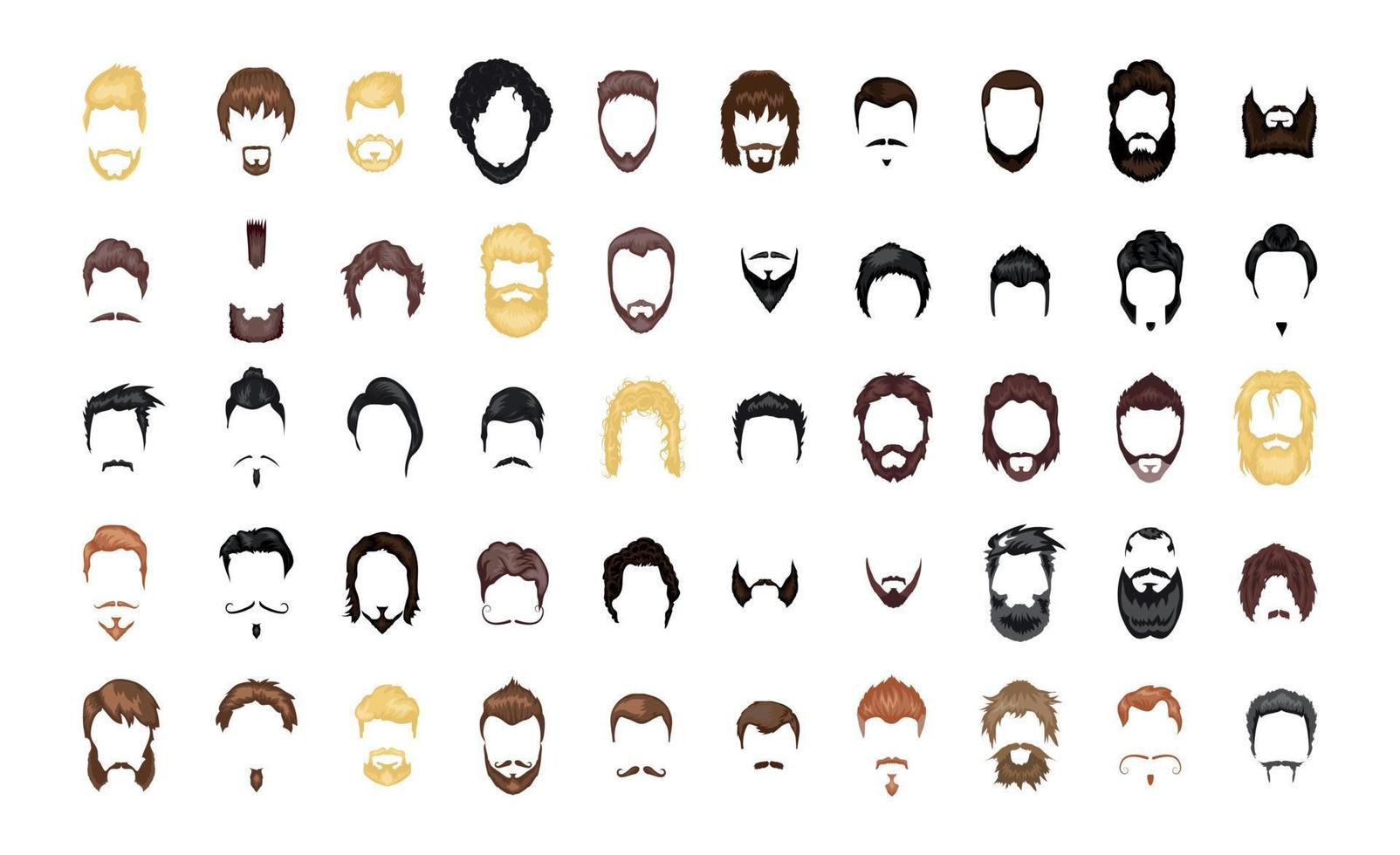Collection of Mens Hairstyles and Beards vector