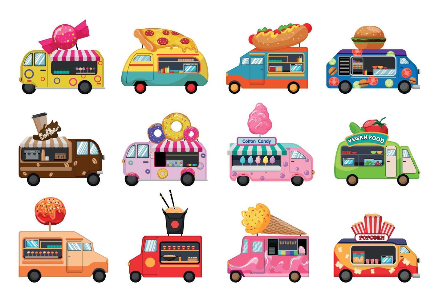 Set of Food Vans vector