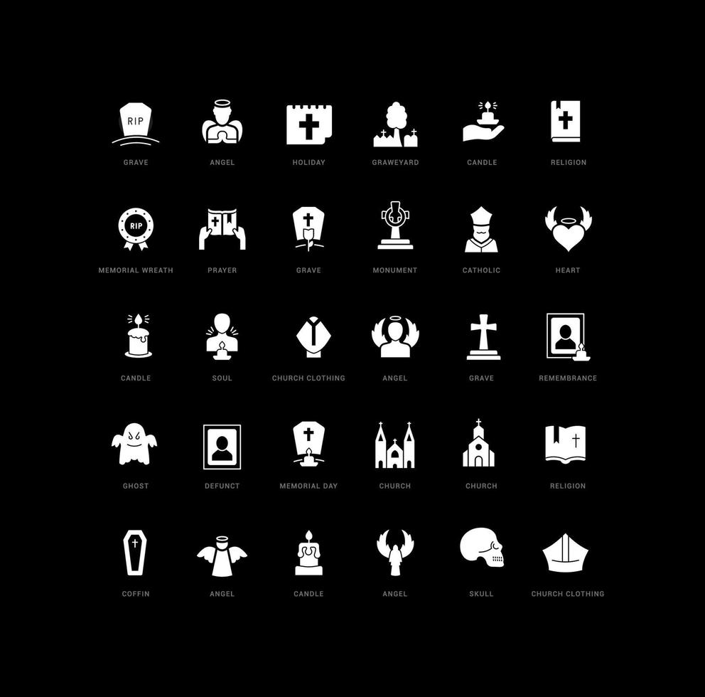 Vector Simple Icons of Feast of All Souls