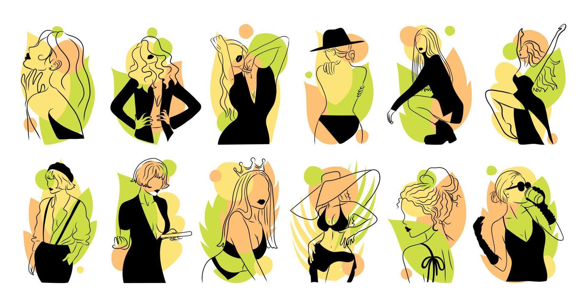 Illustrations with Girl Models vector