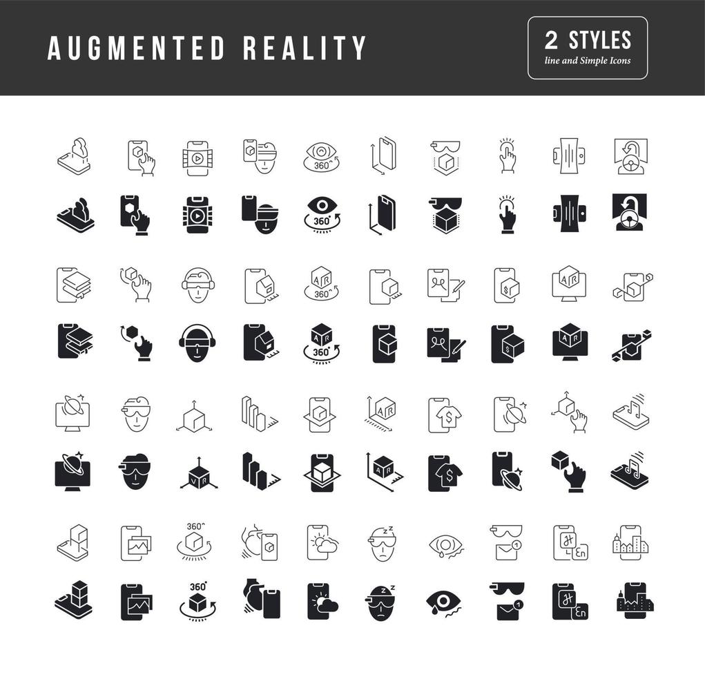 Set of simple icons of Augmented Reality vector