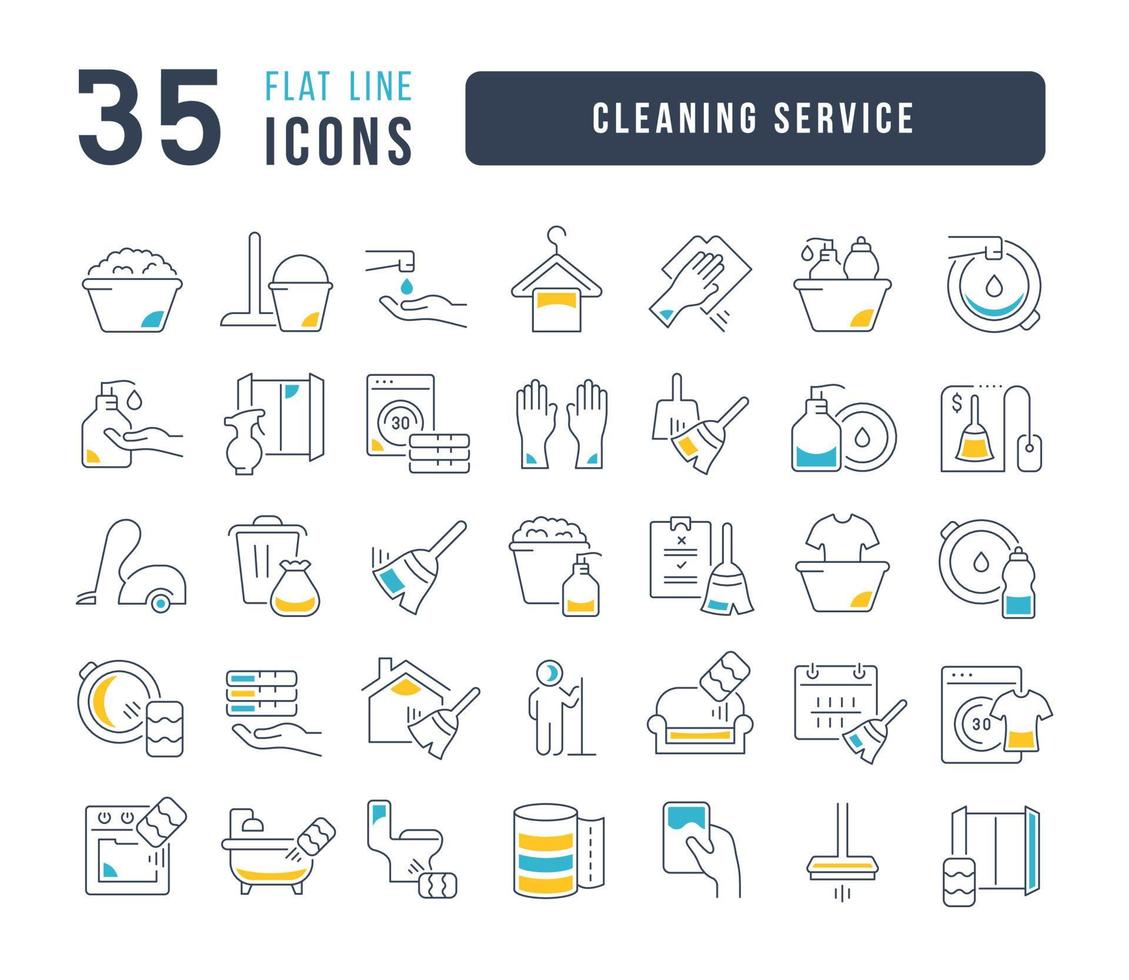 conjunto de iconos lineales de servicio de limpieza vector