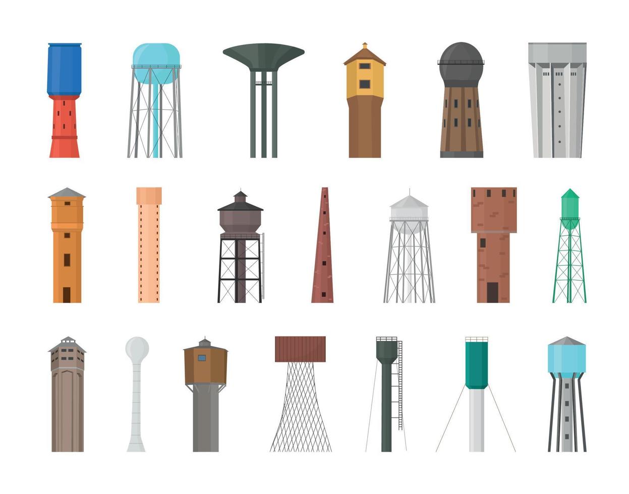 Set of Water Towers vector