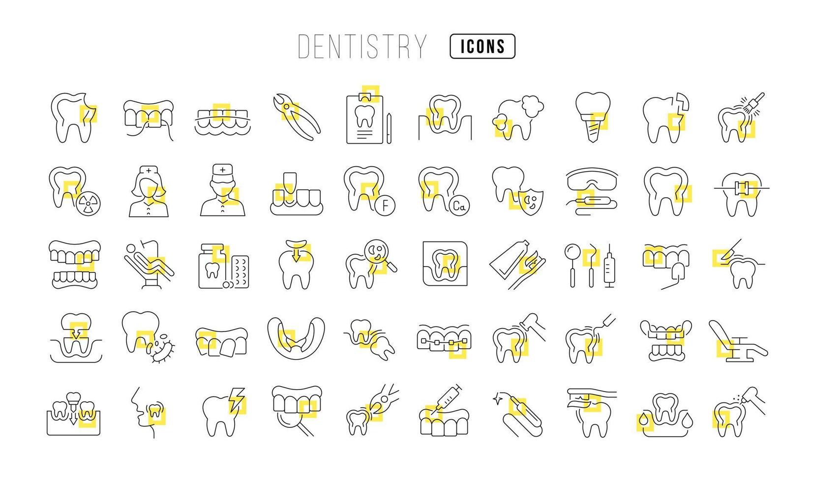 Set of linear icons of Dentistry vector