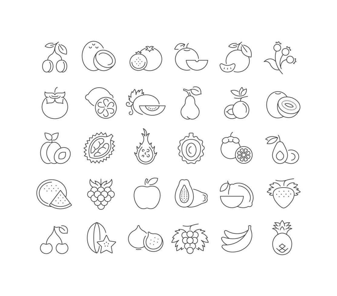 Set of linear icons of Fruits vector