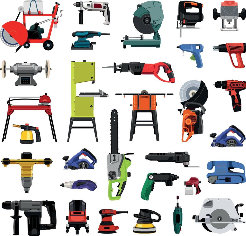 Set of Electric Tools vector