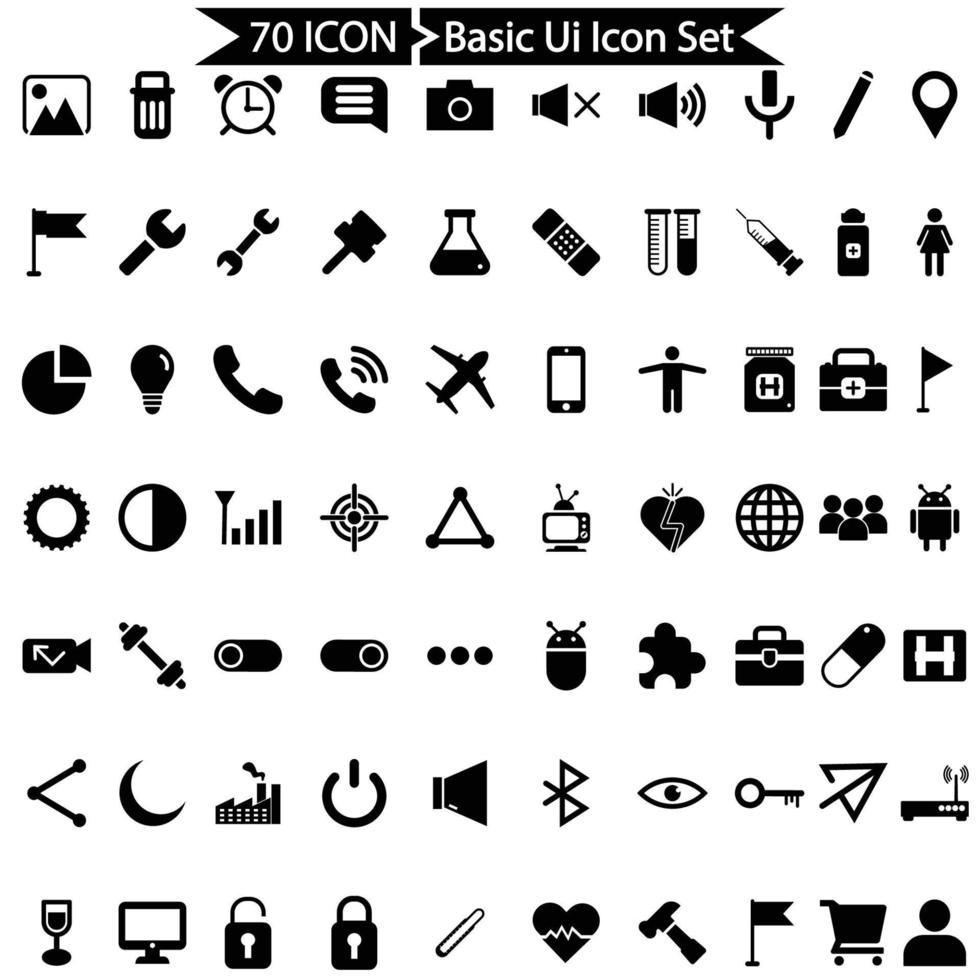 paquete básico de iconos de interfaz de usuario vector