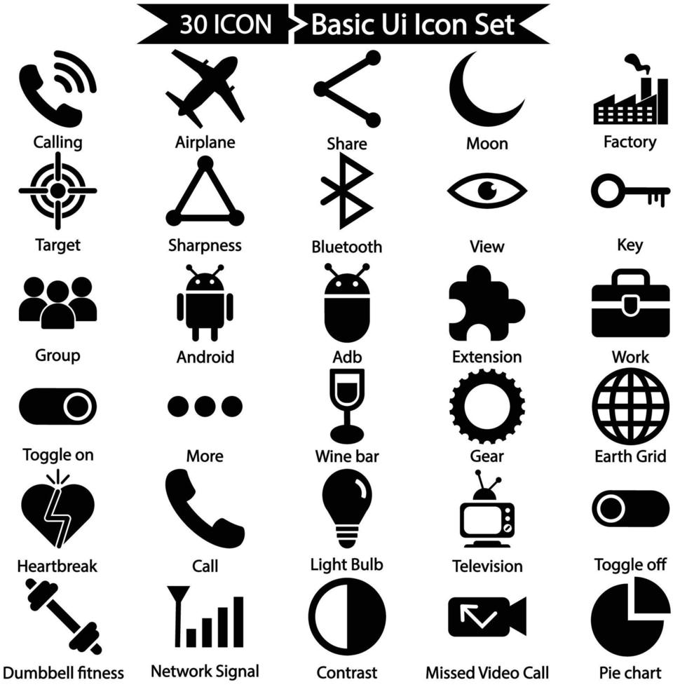 Basic Ui Icon Pack vector