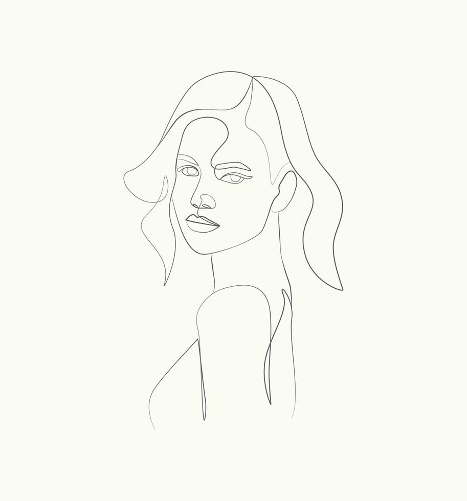 belleza abstracta mujer cara y cuerpo línea arte vector dibujo