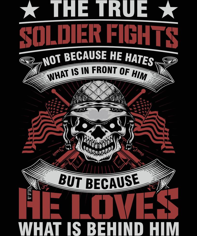 The true soldier fights.... Veteran T Shirt Design vector