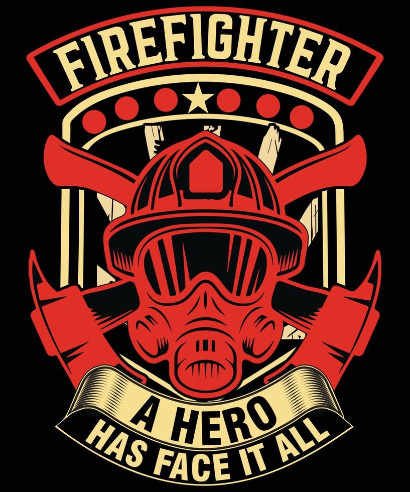 bombero un héroe ....... diseño de camiseta de bombero vector