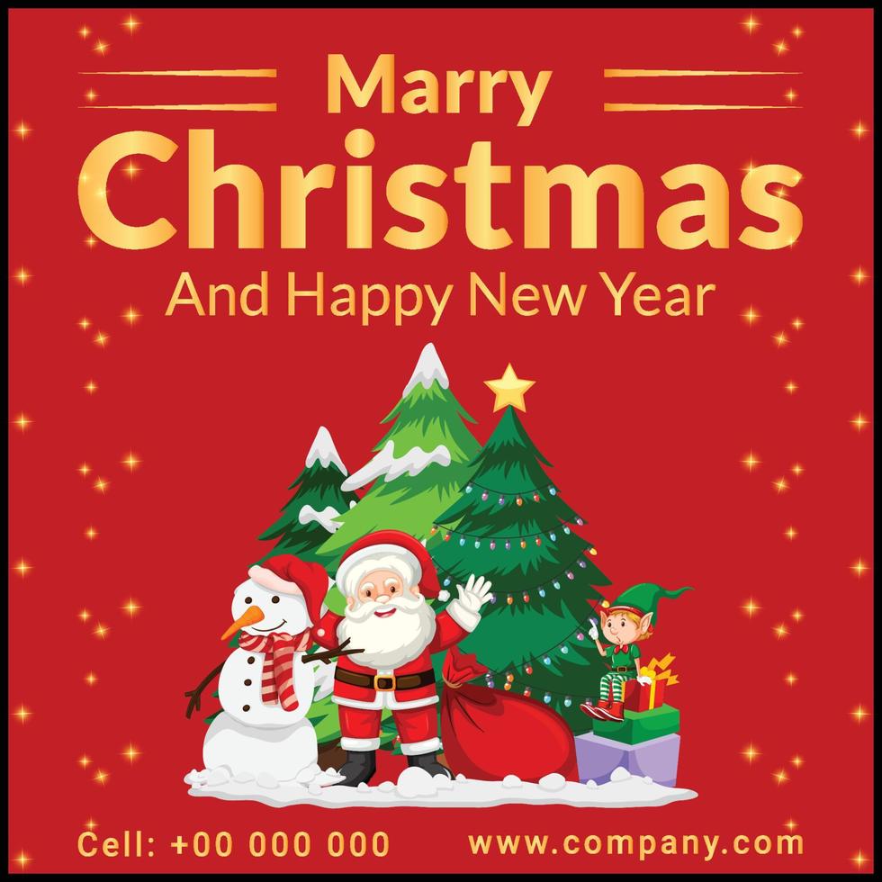 Marry Christmas And Happy New Year Social Media Design vector