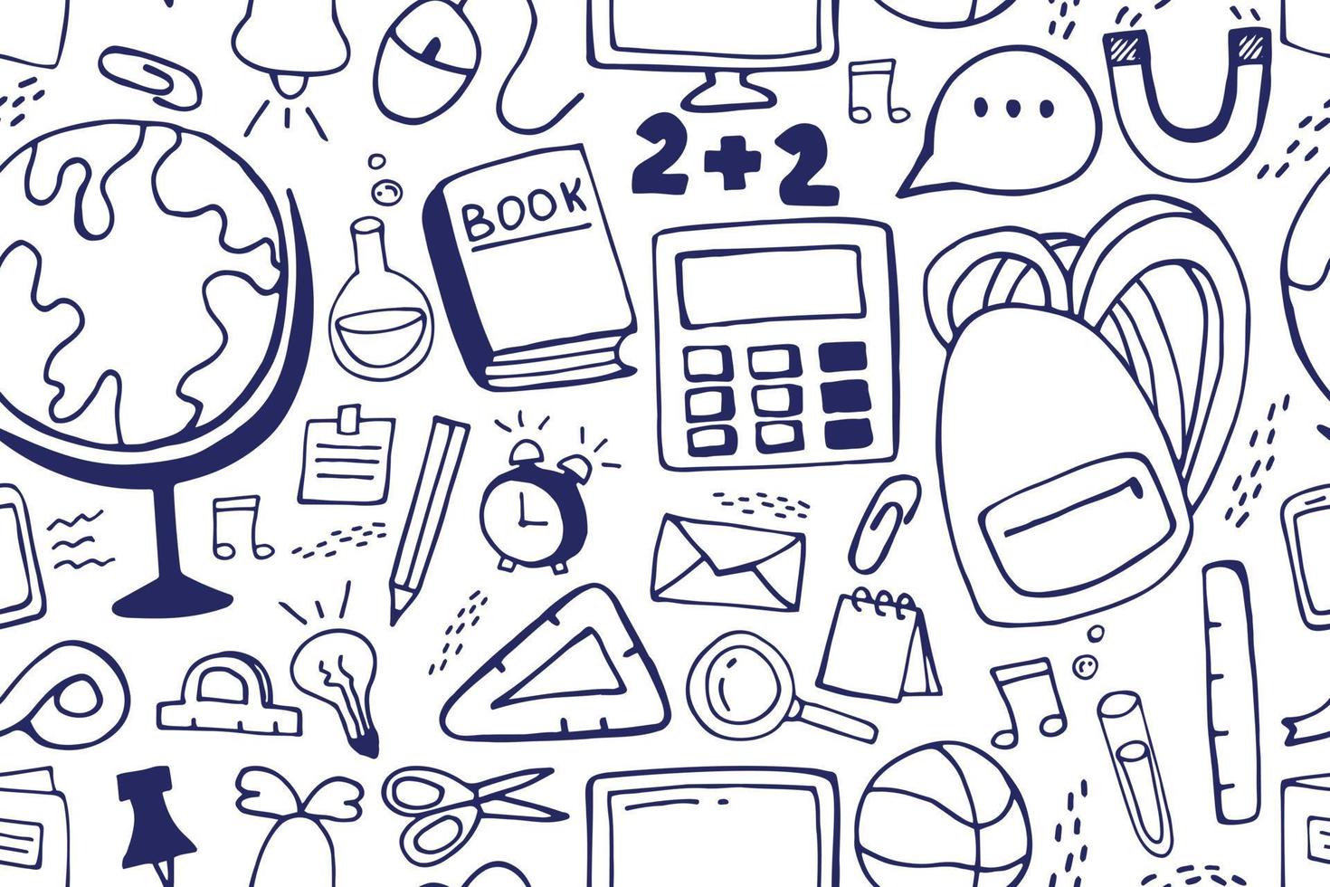 School background. Seamless background with doodles. vector