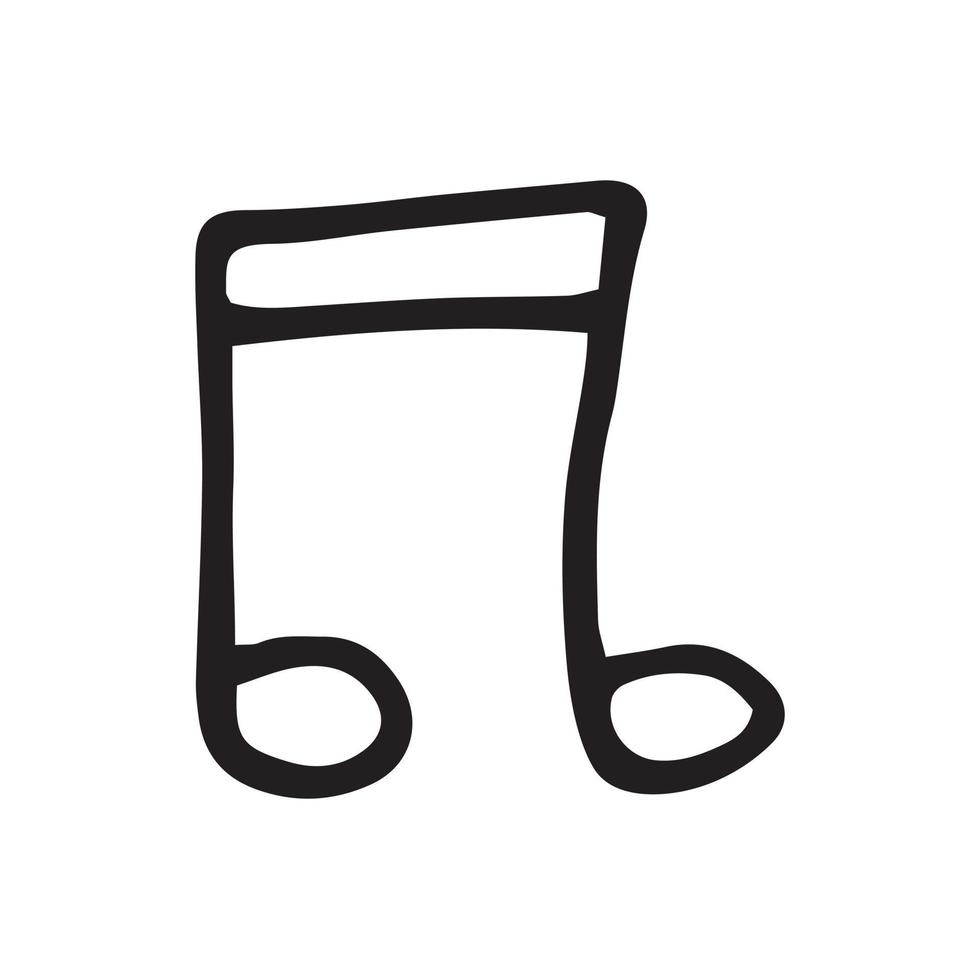 Single element of music note in doodle style. Hand drawn vector illustration for cards, posters, stickers and professional musical design. Simple cute symbol note. Abstract scribble illustration.