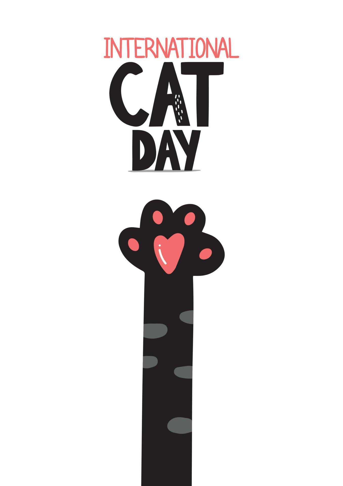 World cat day. Great purr day. Vector illustration in honor of the