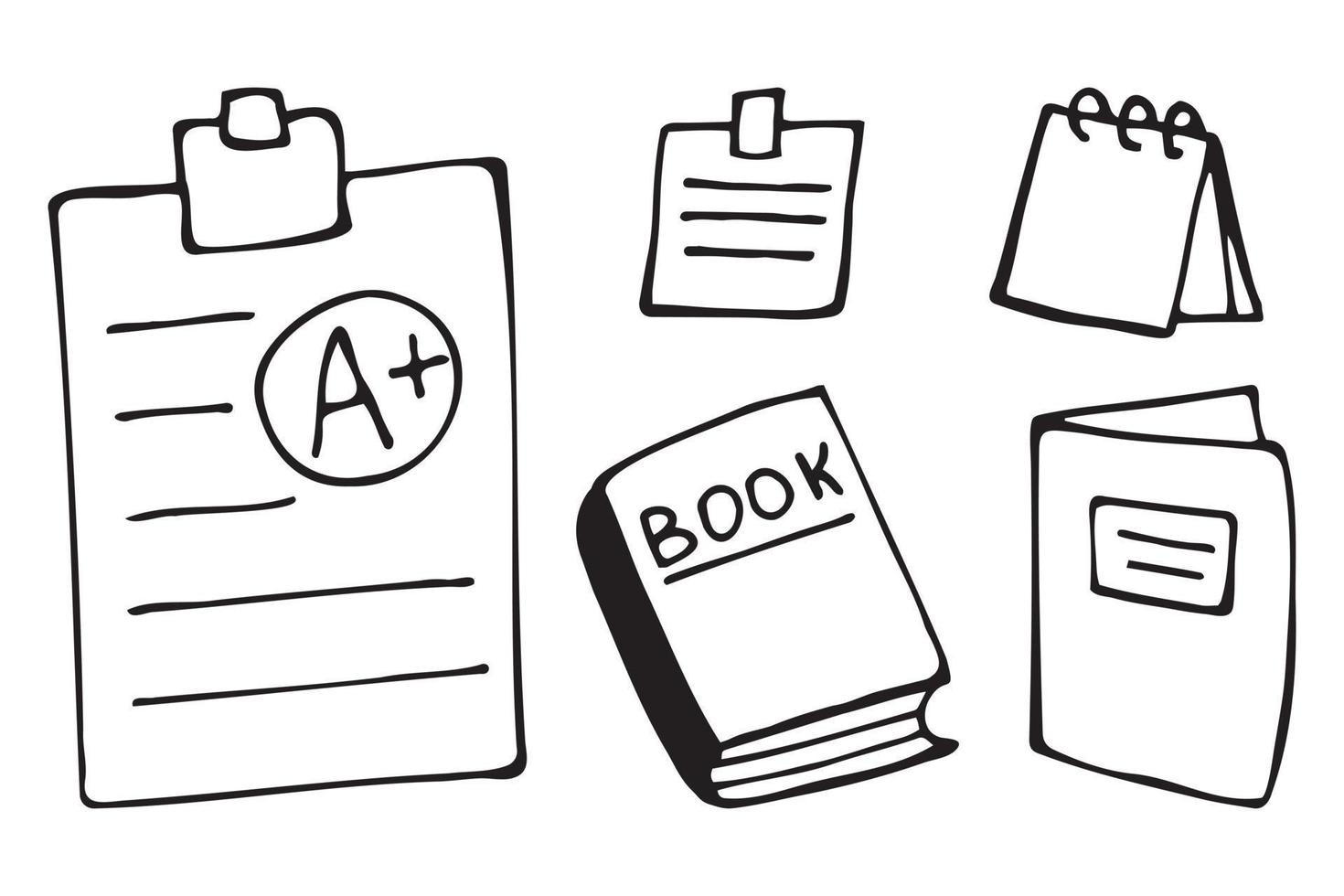 Single elements of notes in doodle. Hand drawn vector illustration for cards, posters, stickers and professional design
