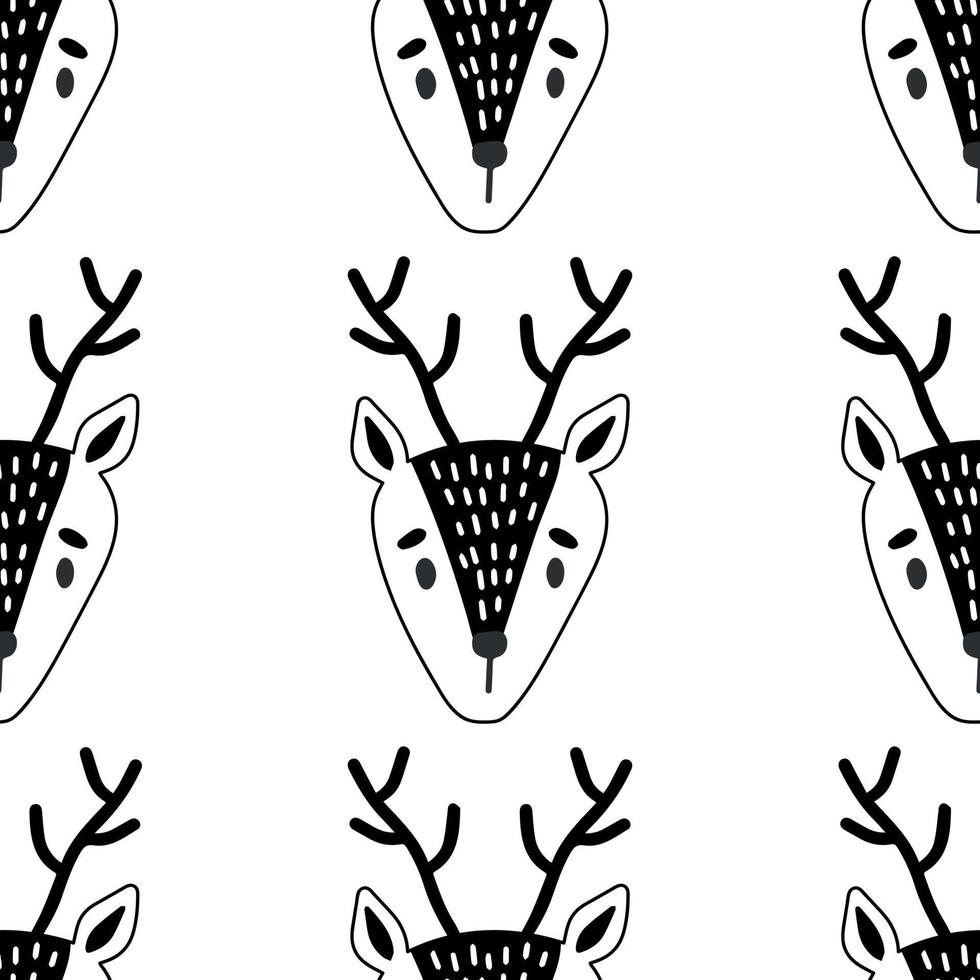 Seamless Scandinavian drawing. Vector children's background with a deer. Design for prints, shirts and posters.