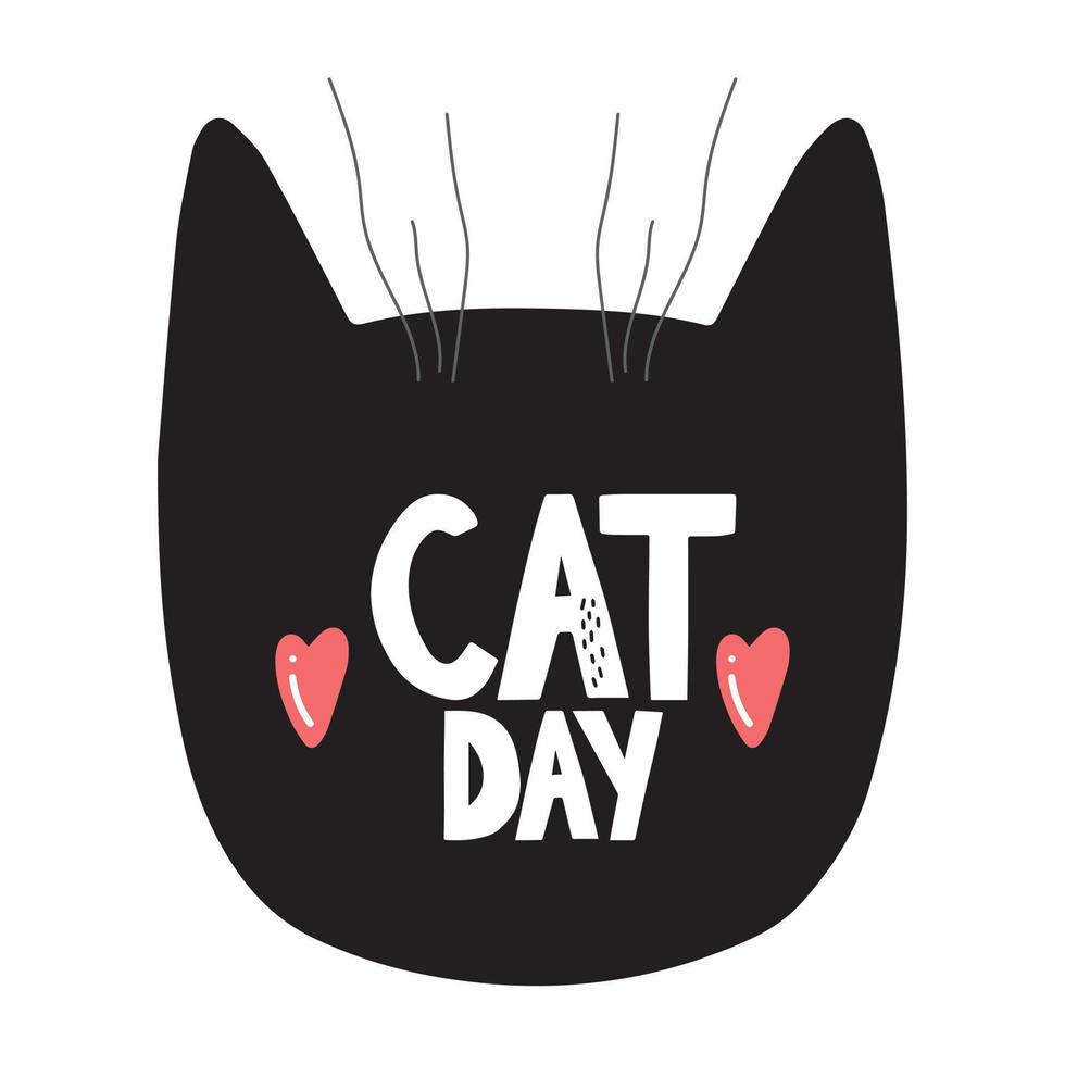 World cat day. Great purr day. Vector illustration in honor of the celebration of the international day of cats. Congratulatory card for cat lovers. Logo, label, emblem for the holiday of cats